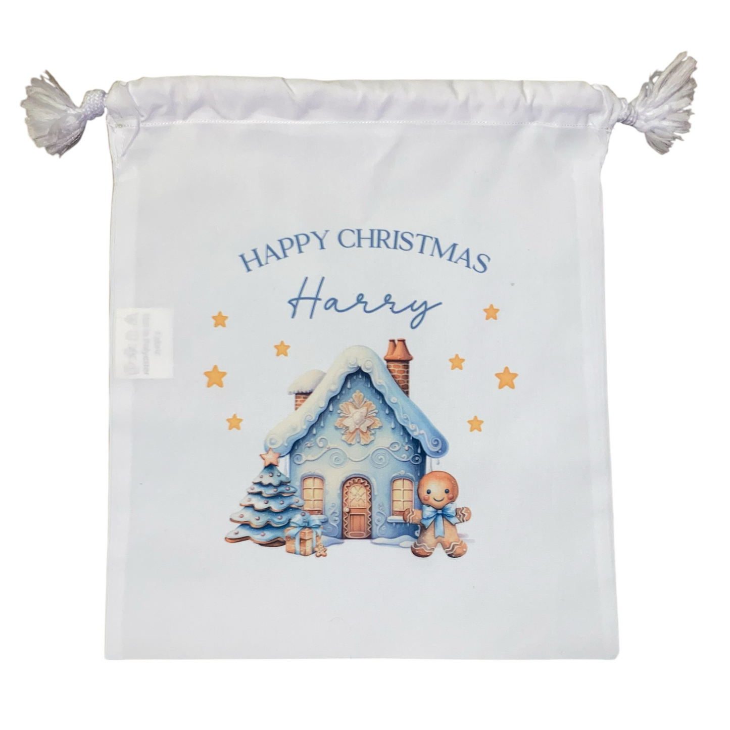 Gingerbread House, Small White Drawstring Bag