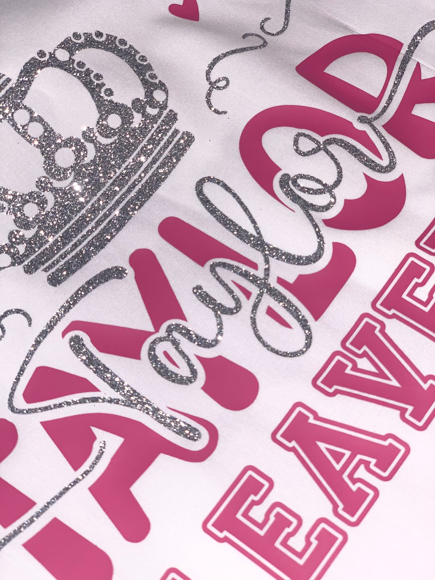 Class of 2025 Girls Glitter Leavers Shirt, Crown Design with Hearts and Swirls