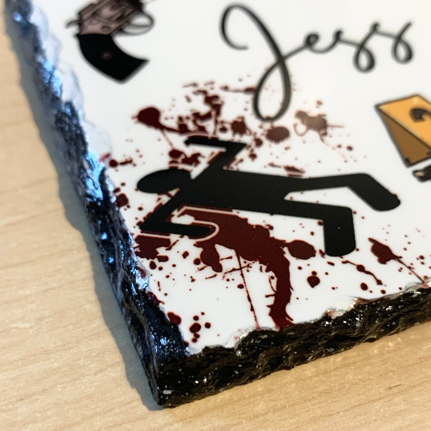 Personalised Crime Scene Slate Coaster, Criminology Teacher Gift, Police Officer