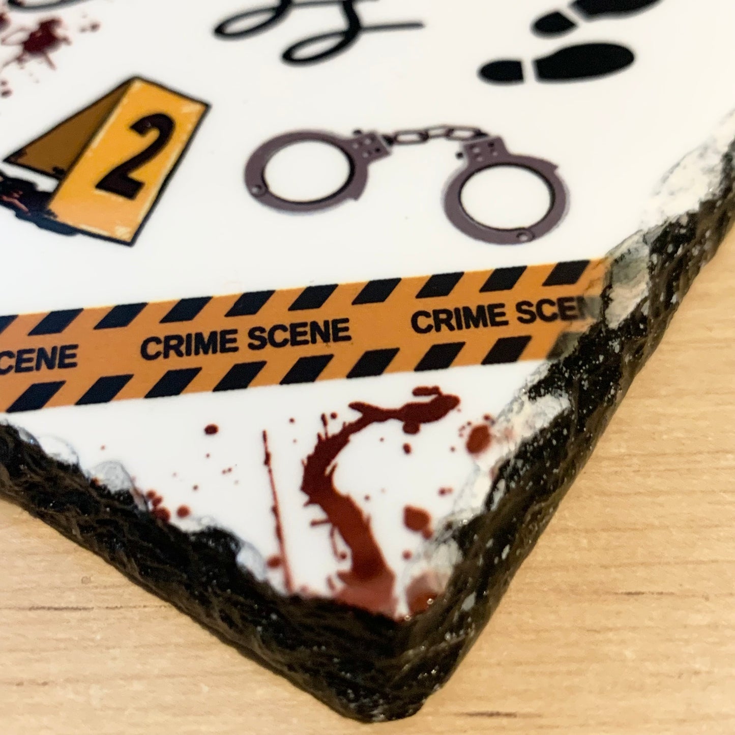 Personalised Crime Scene Slate Coaster, Criminology Teacher Gift, Police Officer