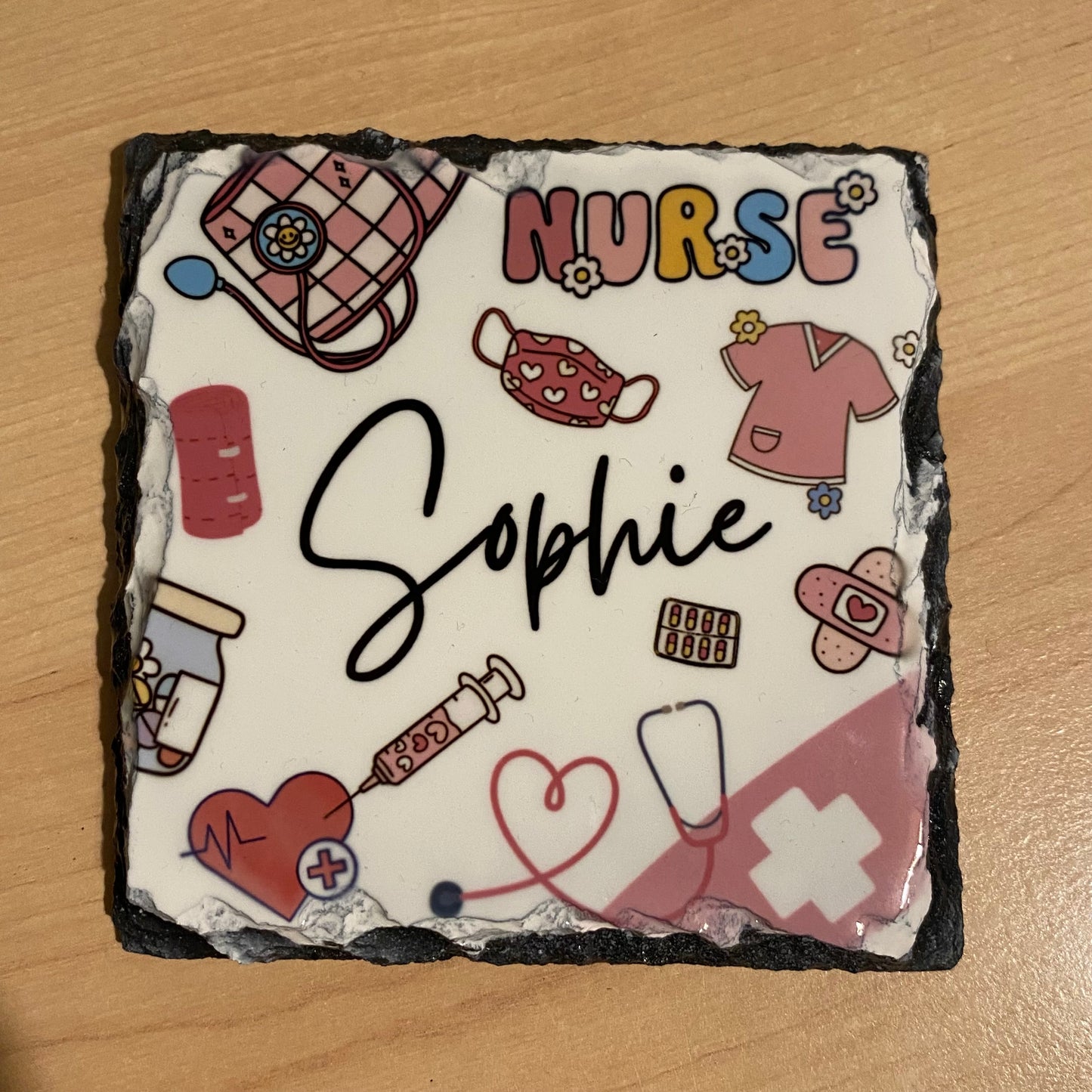 Personalised Nurse Slate Coaster, Nurse, Trainee Nurse, Hospital, Emergency Services