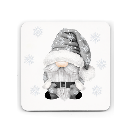 Grey Moustache Gonk/Gnome Christmas Cork Coaster