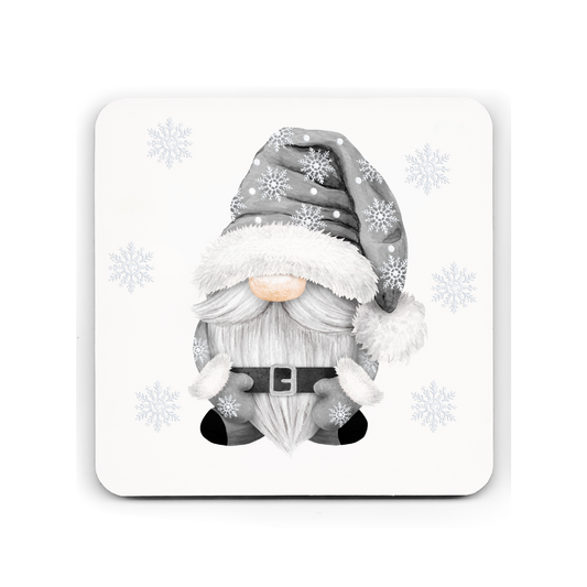 Grey Moustache Gonk/Gnome Christmas Cork Coaster