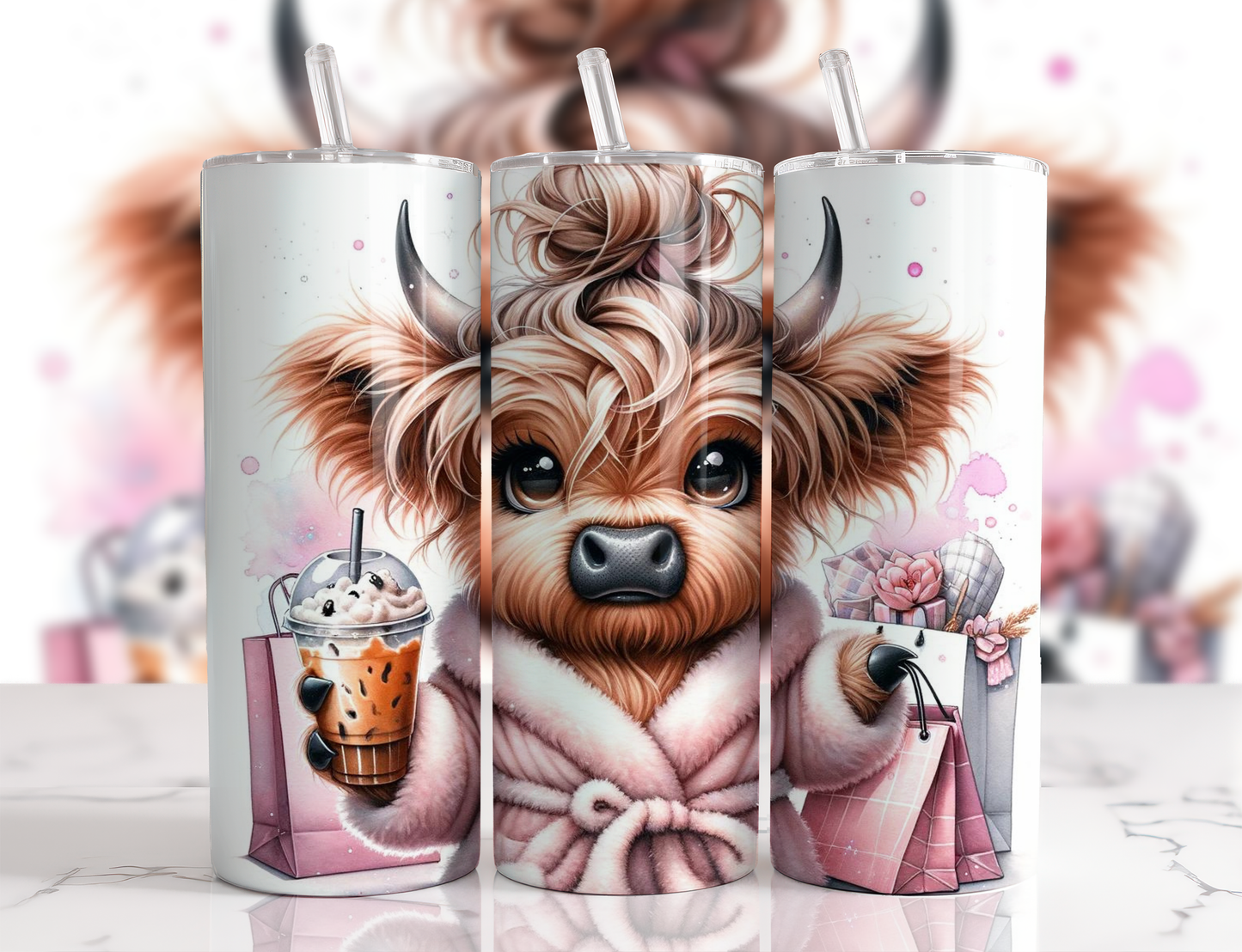 Sassy Highland Cow, 20oz Tumbler, 600ml, Stainless Steel, Metal Straw, Insulated, BPA-FREE