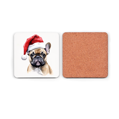 Christmas French Bulldog Cork Coaster