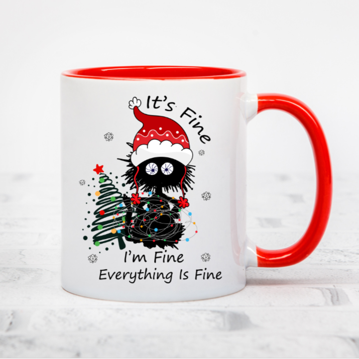 Funny Christmas Mug, Its Fine, I'm Fine, Everything is Fine