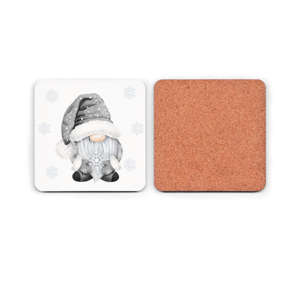 Grey Bearded Gonk/Gnome Christmas Cork Coaster