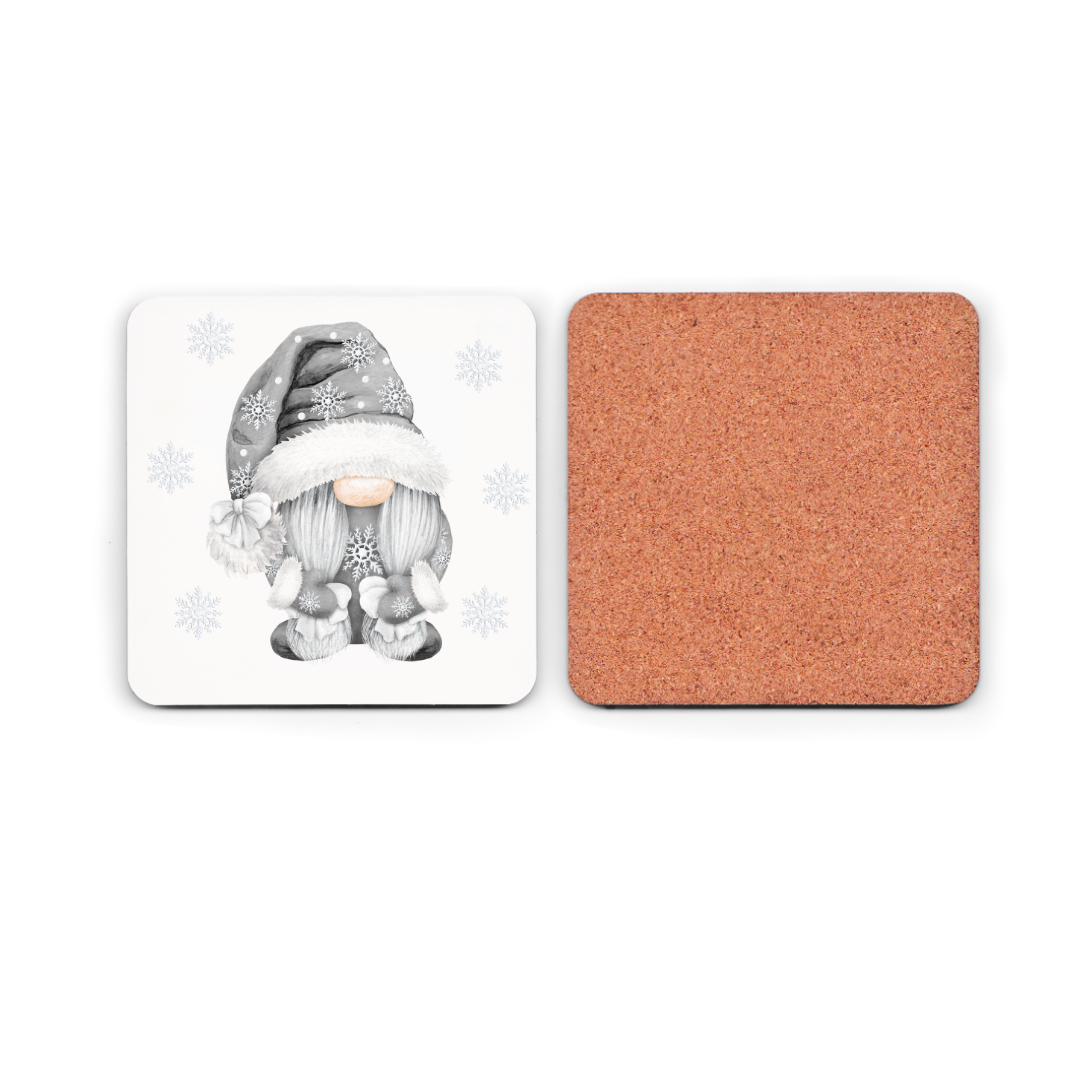 Grey Lady Gonk/Gnome Christmas Cork Coaster