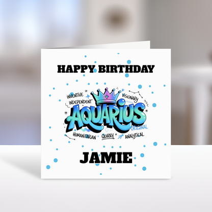Zodiac Birthday Cards, 12 Star Sign, Personalised