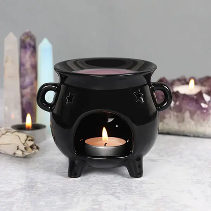 Gothic Black Cauldron Halloween Oil Burner and Wax Warmer