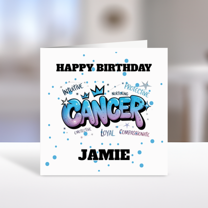 Zodiac Birthday Cards, 12 Star Sign, Personalised