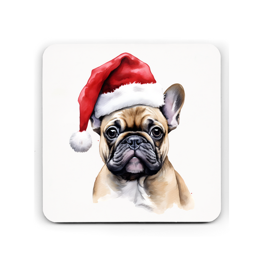 Christmas French Bulldog Cork Coaster