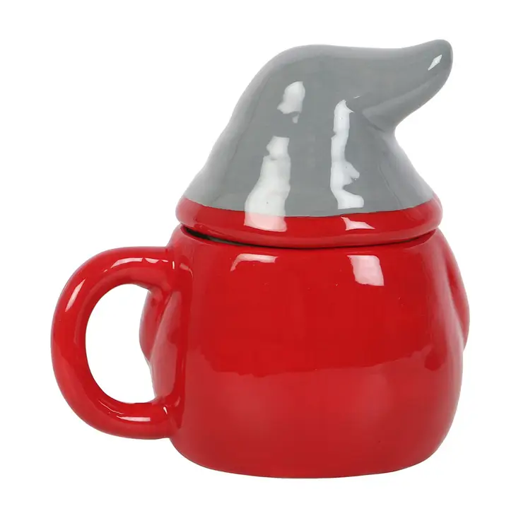 Red and Grey Christmas Gonk Lidded Mug