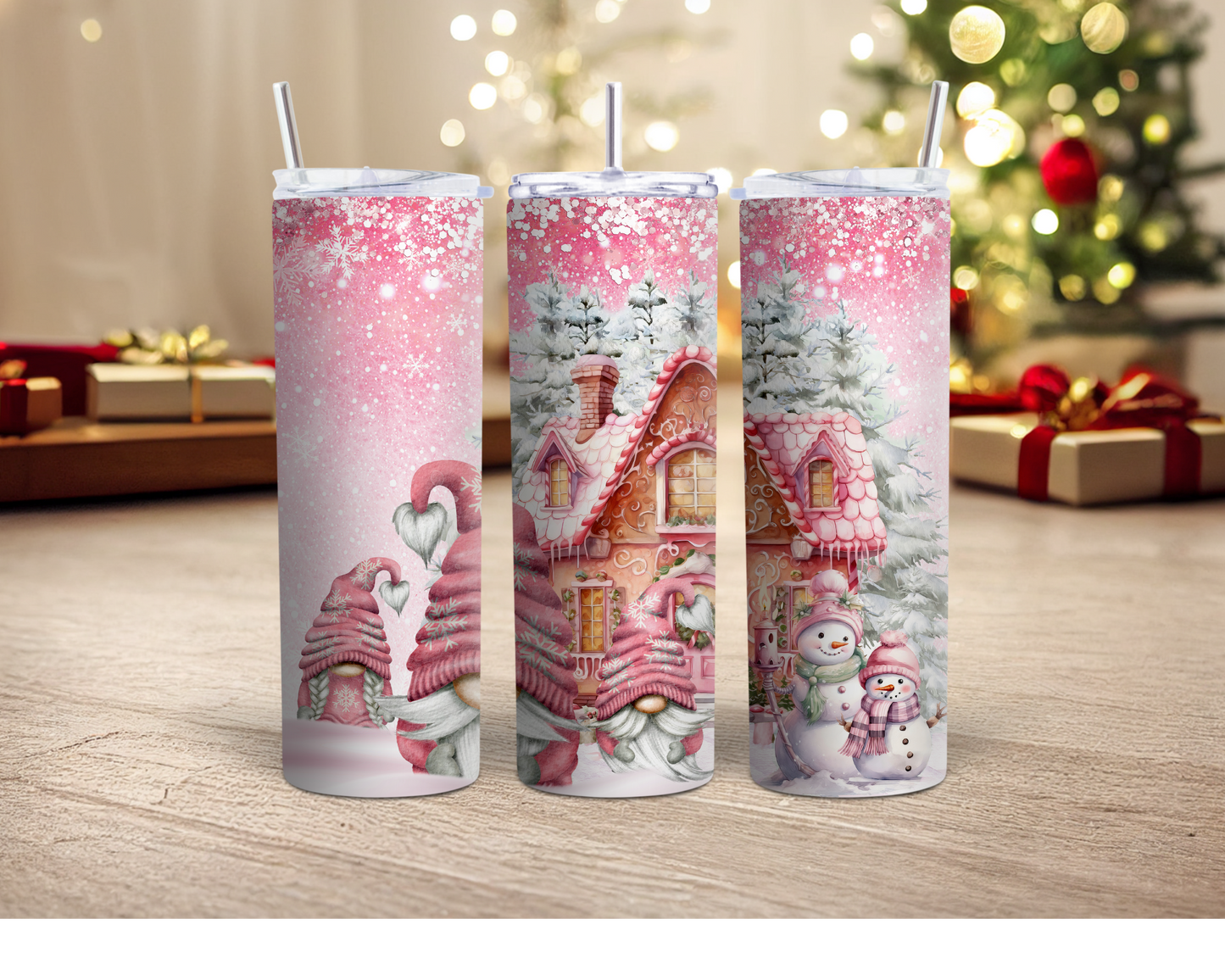 Pink Christmas Gonk Tumbler