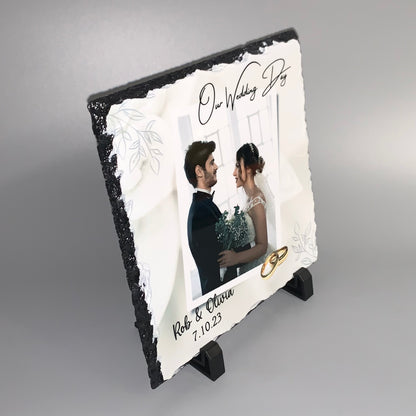 Our Wedding Day Slate 19cm