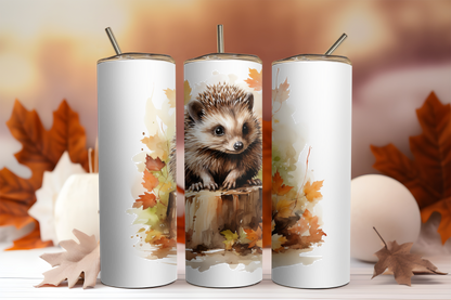 Autumn Hedgehog, 20oz Tumbler, 600ml, Stainless Steel, Metal Straw, Insulated, BPA-FREE