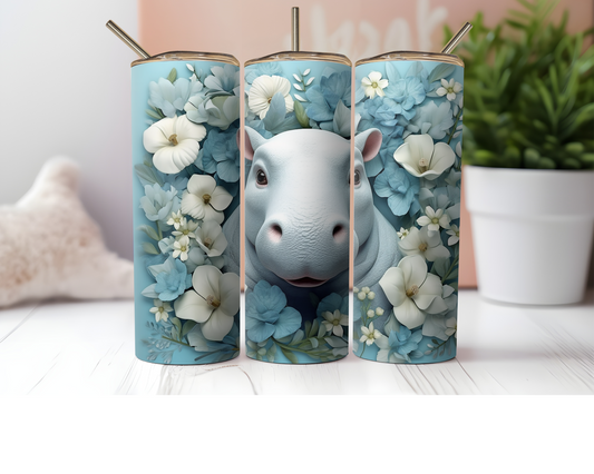 20 oz Blue Hippo Tumbler