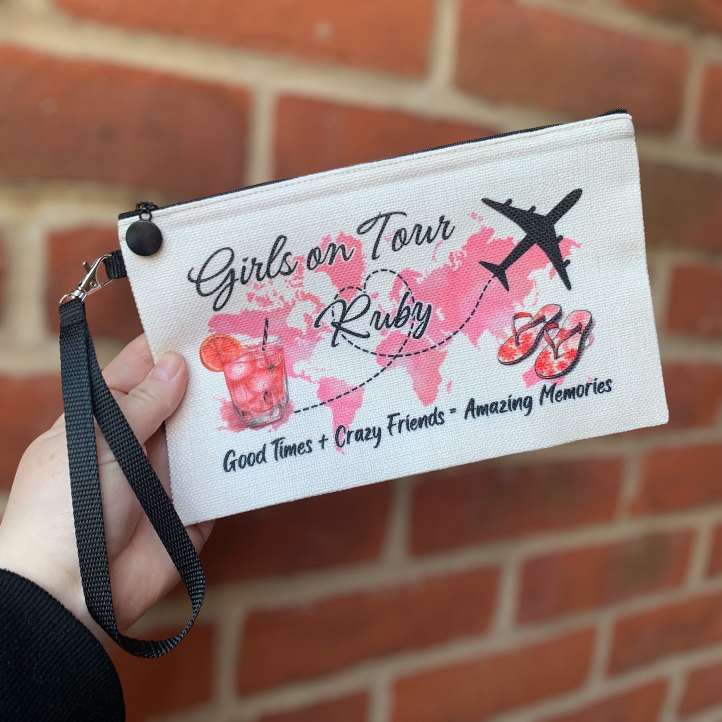 Personalised Girls on Tour Travel Pouch and Tag