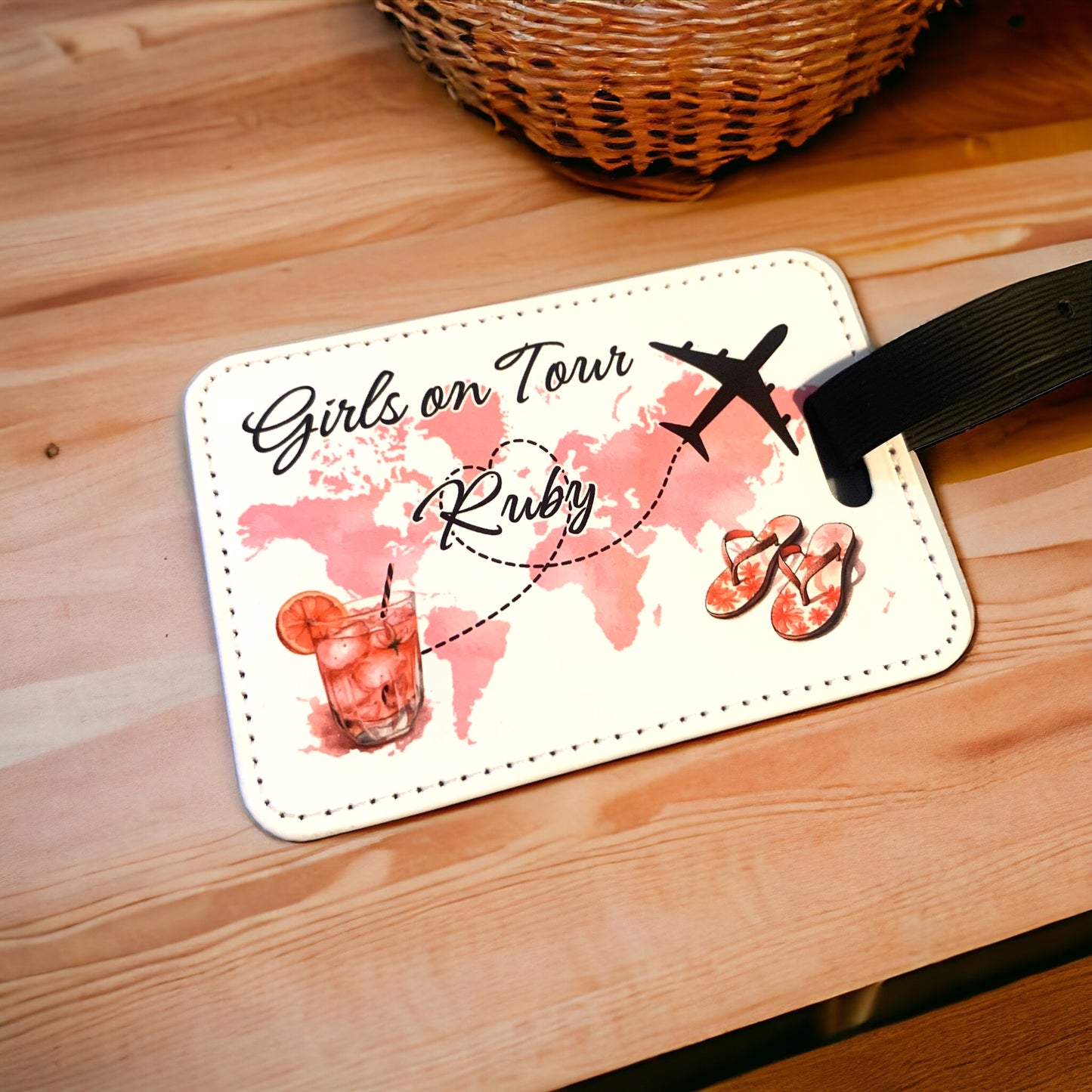 Personalised Girls on Tour Travel Pouch and Tag