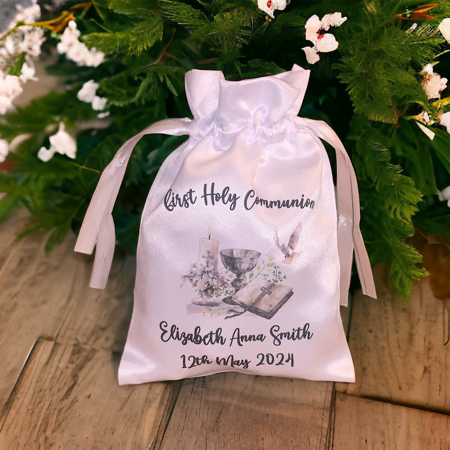 First Holy Communion White Satin Bag