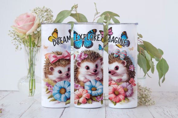 Hedgehog Dream Explore Imagine, 20oz Tumbler, 600ml, Stainless Steel, Metal Straw, Insulated, BPA-FREE