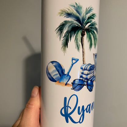 Personalised Holiday 20oz Drinks Tumbler, Blue Version