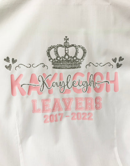 Class of 2024 Girls Glitter Leavers Shirt, Crown Design