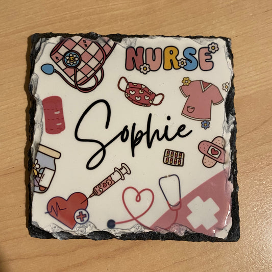 Personalised Nurse Slate Coaster, Nurse, Trainee Nurse, Hospital, Emergency Services