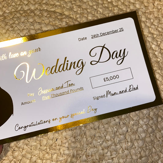 Foiled Ticket:  Wedding Day, Cheque, Gift card