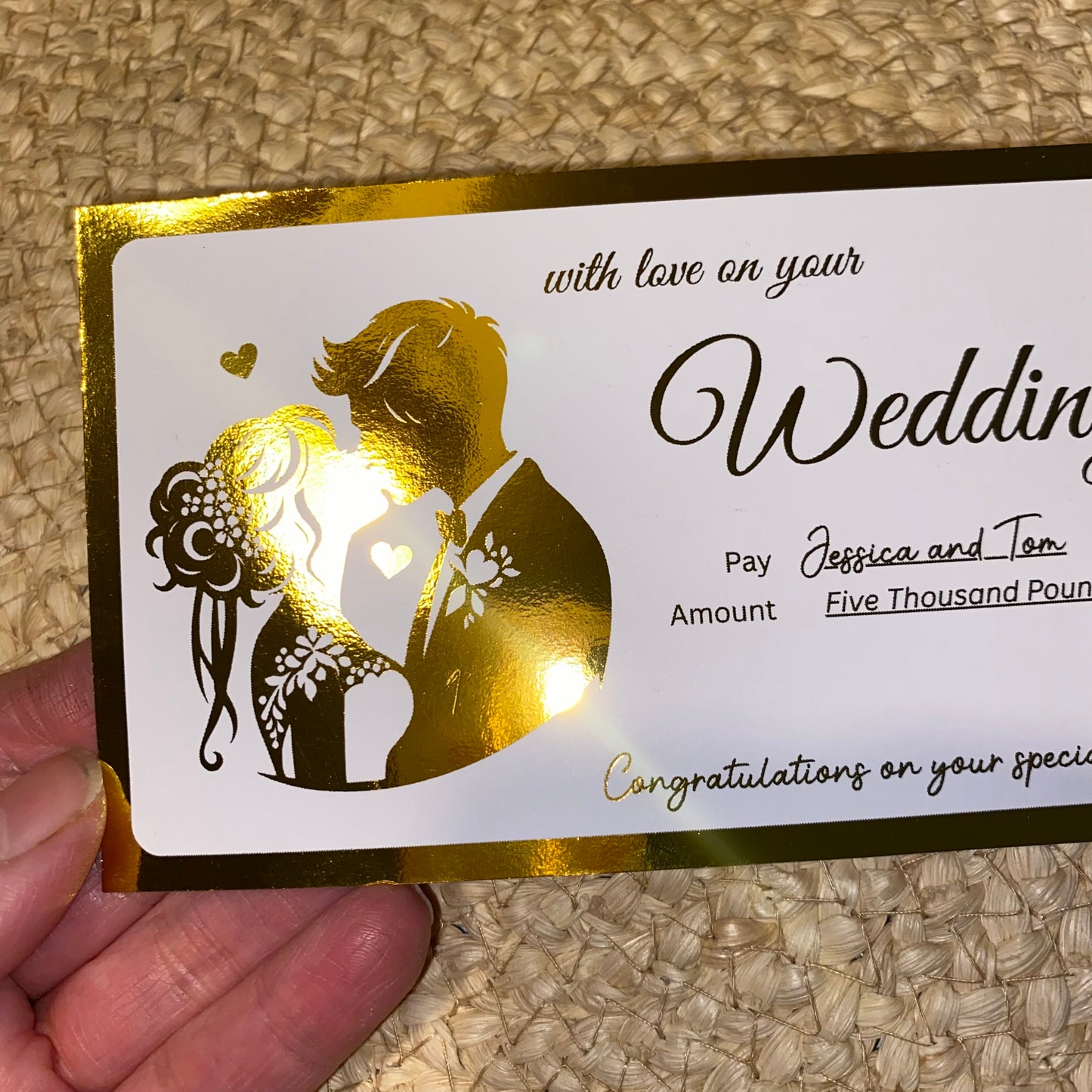 Foiled Ticket:  Wedding Day, Cheque, Gift card