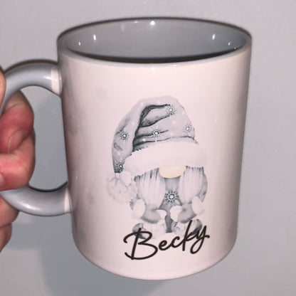 Personalised Grey Christmas Gonk/Gnome Mug