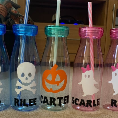 Halloween Plastic Milk Bottle and Straw