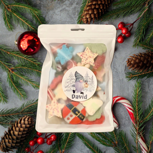 Personalised Christmas Sweet Mix, Treat Pouch, Christmas Eve Box fillers, Stocking Fillers - Boy Gonk