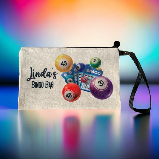 Personalised Bingo Bag with removeable wristlet strap