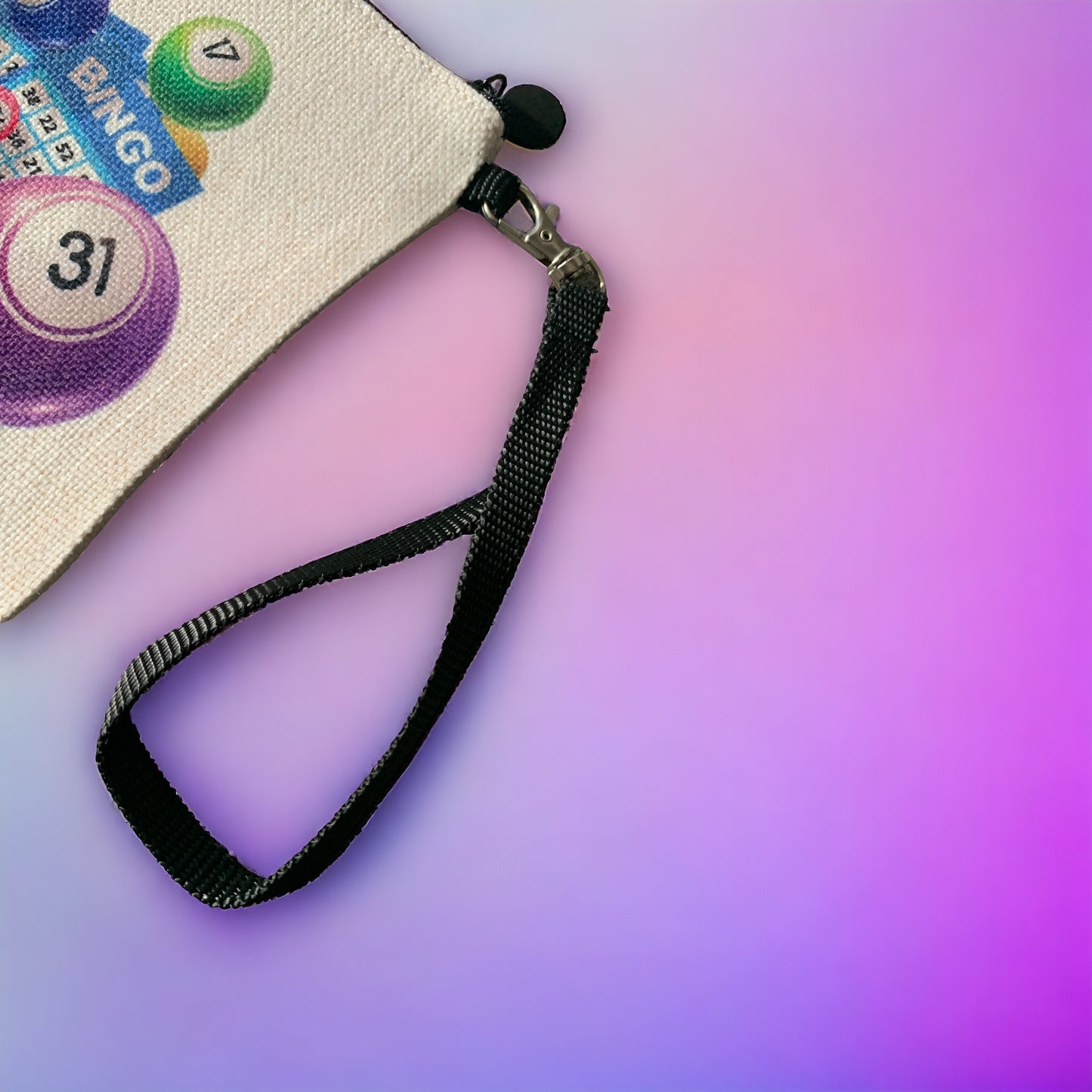 Personalised Bingo Bag with removeable wristlet strap