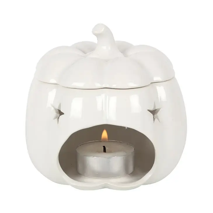 White Fall Pumpkin Halloween Oil Burner and Wax Warmer