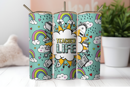 20 oz Teacher Life Rainbow Tumbler