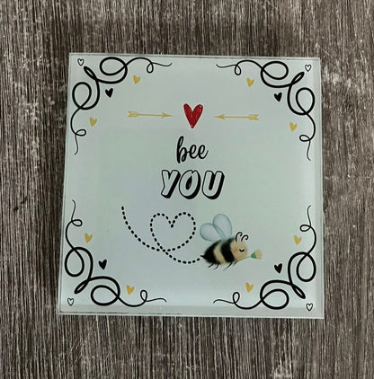 Glass Coaster with rubber feet - Bee You