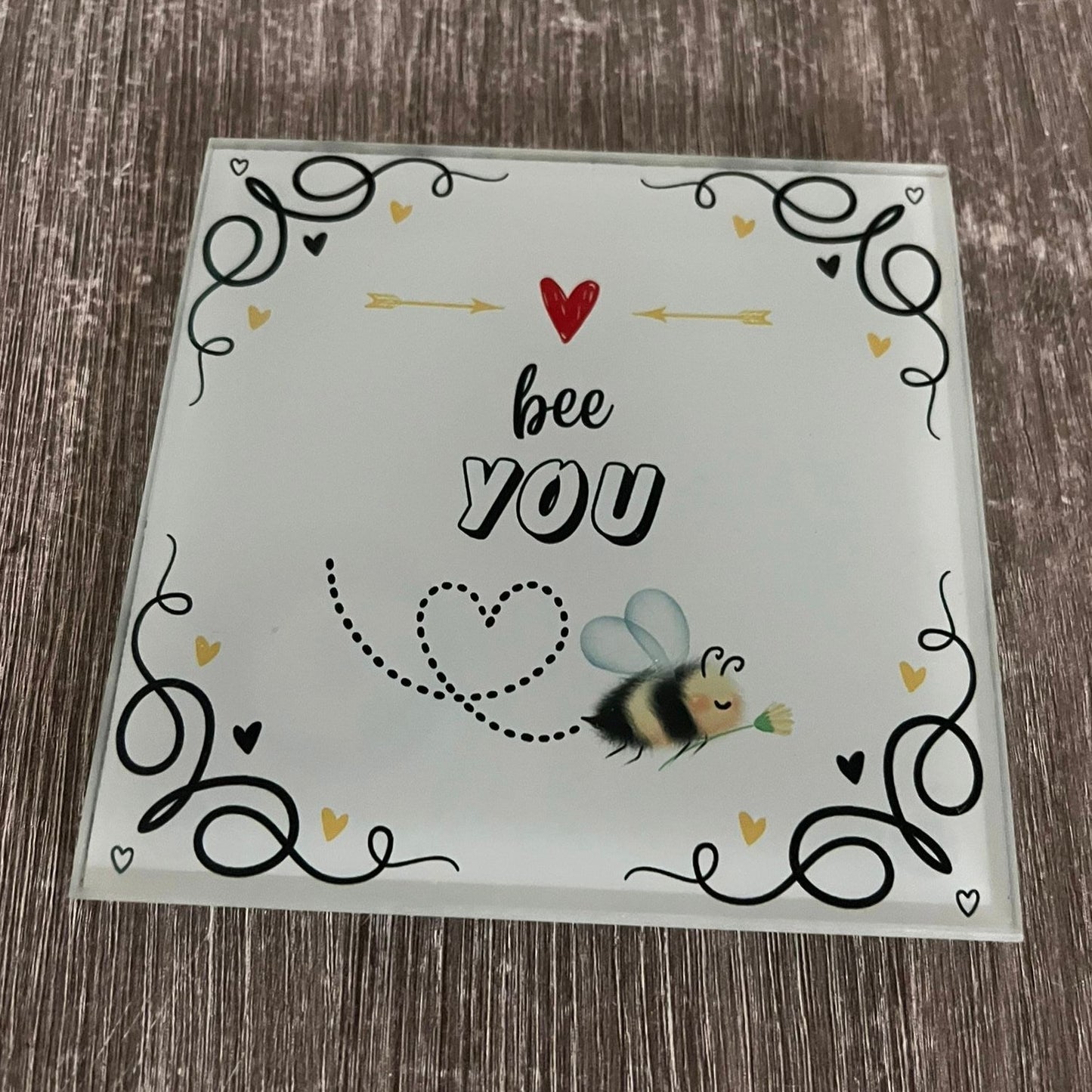 Glass Coaster with rubber feet - Bee You