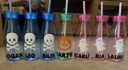 Halloween Plastic Milk Bottle and Straw