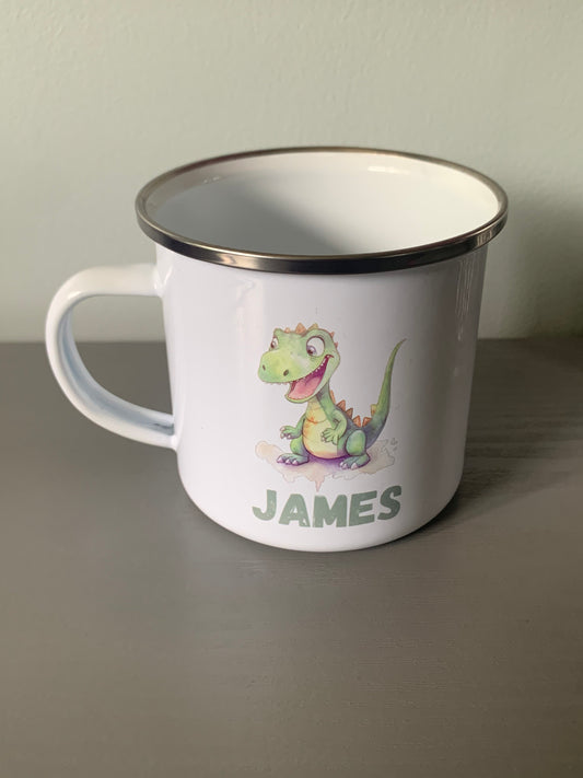 Personalised Dinosaur Enamel Mug