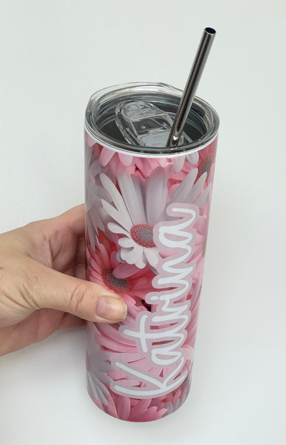 20 oz 3D Pink Daisy Tumbler