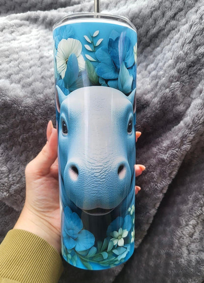 20 oz Blue Hippo Tumbler