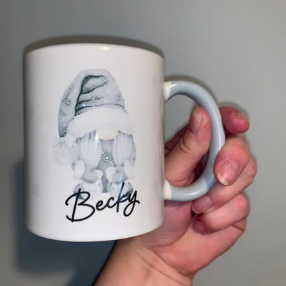 Personalised Grey Christmas Gonk/Gnome Mug