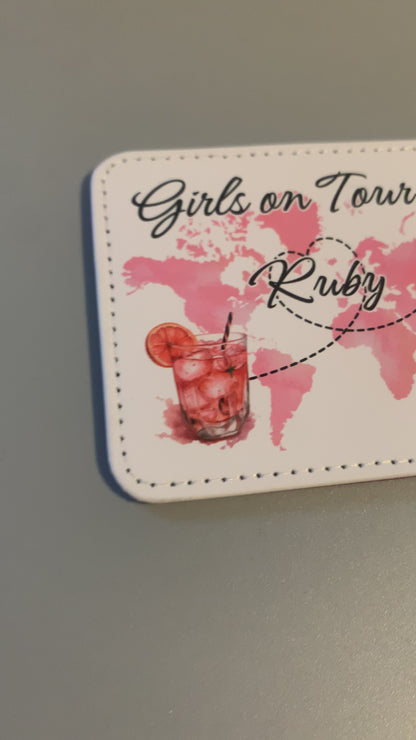 Personalised Girls on Tour Travel Pouch and Tag