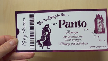Foiled 'Rapunzel' Panto Ticket:  Christmas gift, Theatre trip, Foil ticket, Surprise reveal