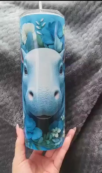 20 oz Blue Hippo Tumbler