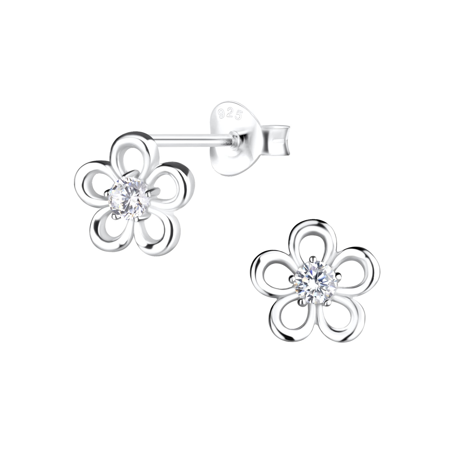 Stirling Silver Flower Ear Studs