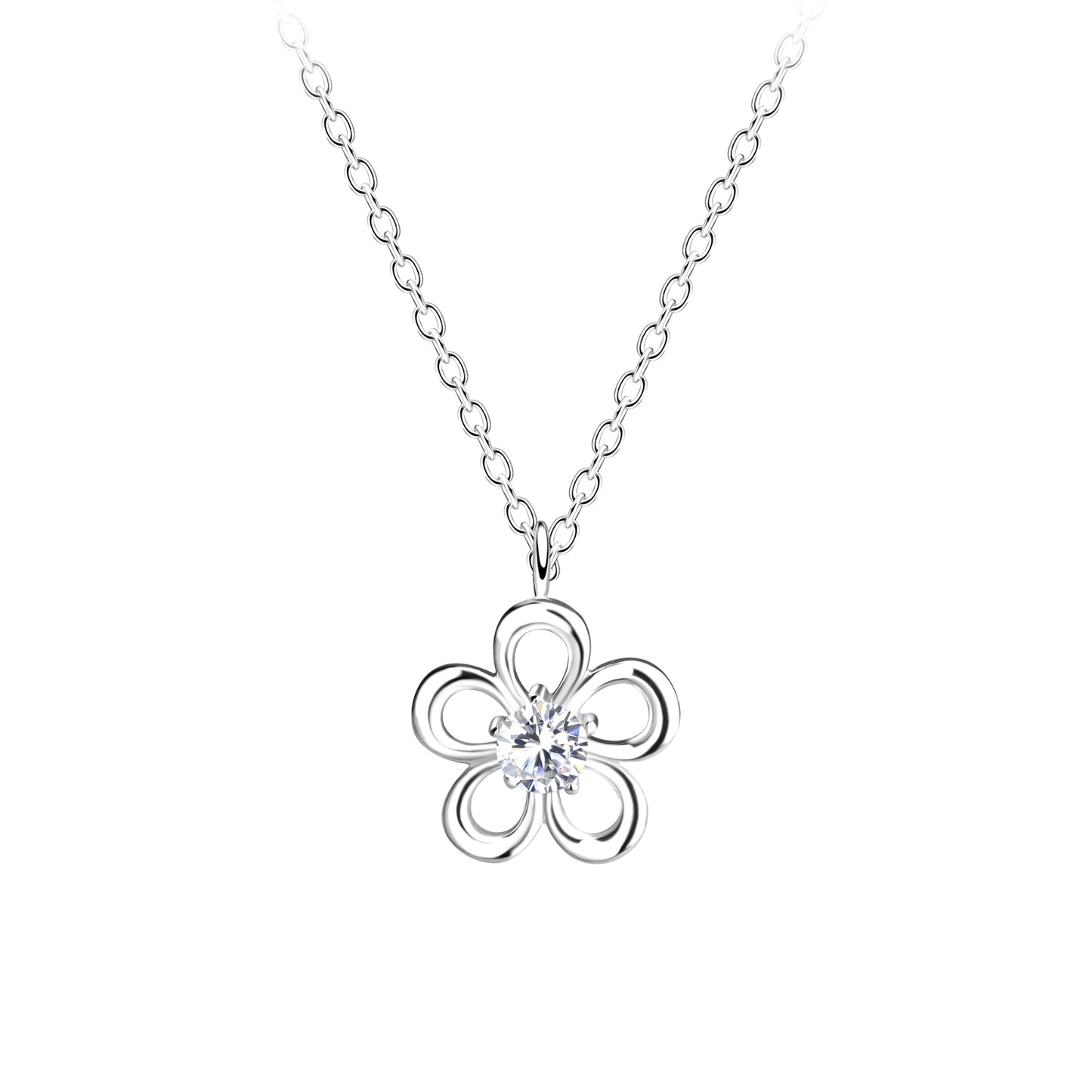 Stirling Silver Flower Necklace