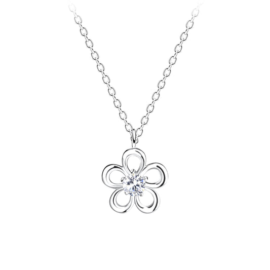 Stirling Silver Flower Necklace